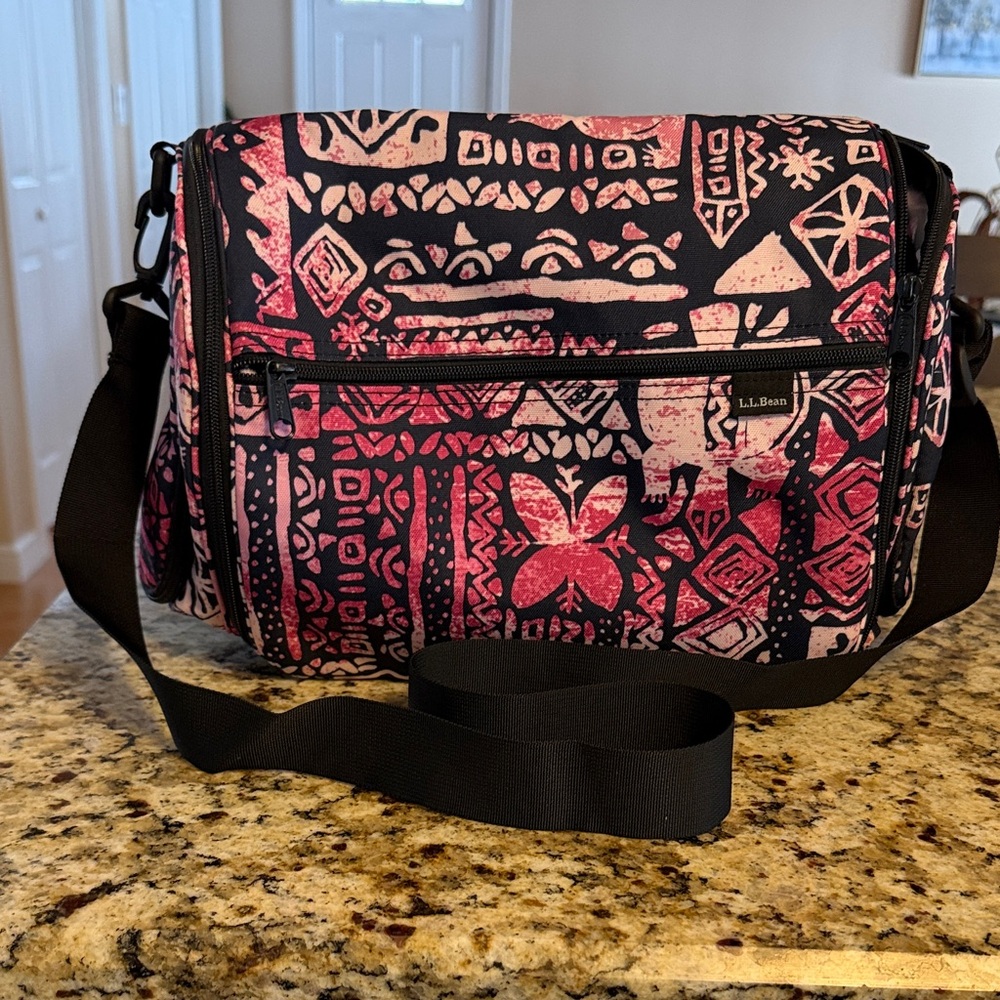 L.L. Bean Black and Pink Patterned Toiletry Bag